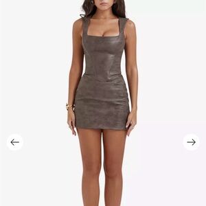 House of CB Pandora chocolate brown faux leather mini dress